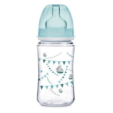 Canpol babies EasyStart пляшка з широким отвором антиколікова PP LET'S CELEBRATE 240 мл - синя