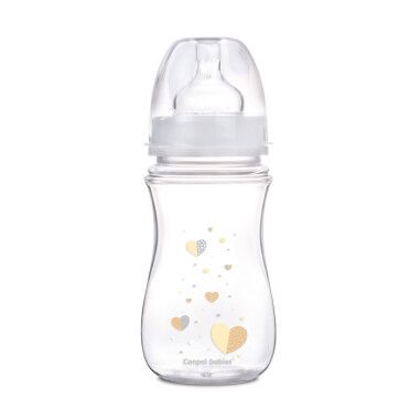 Пляшка з широким отвором антиколікова Easystart - Newborn baby 240 мл бежеві серця