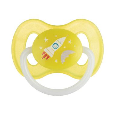 Пустушка латексна кругла Canpol babies 0-6 м-ців SPACE жовта