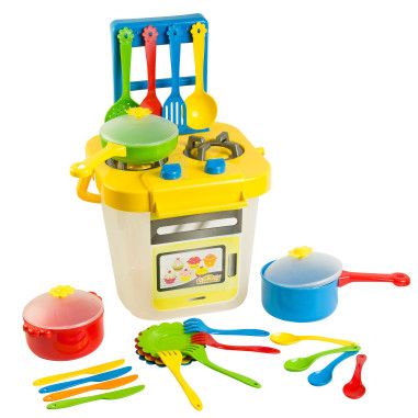 Набор игрушечной посуды столовый Ромашка с плитой 25 элементов
