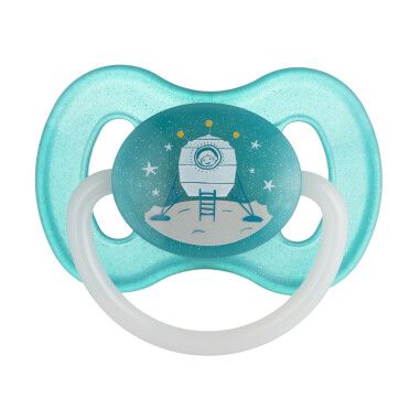 Пустушка латексна кругла Canpol babies 0-6 м-ців SPACE синя