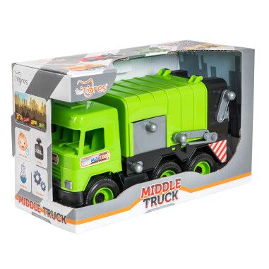 Авто "Middle truck" мусоровоз (зеленый) в коробке