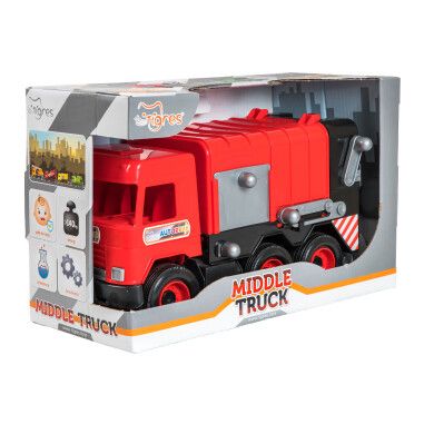 Авто "Middle truck" мусоровоз (красный) в коробке