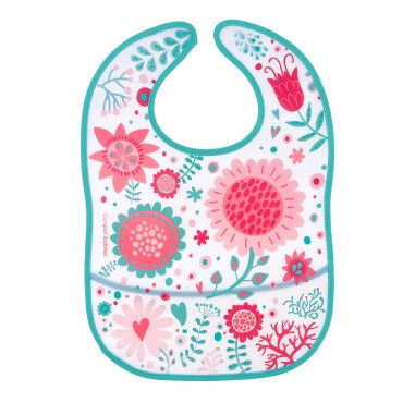Canpol babies Слюнявчик пластиковый с карманчиком Wild Nature - розовый