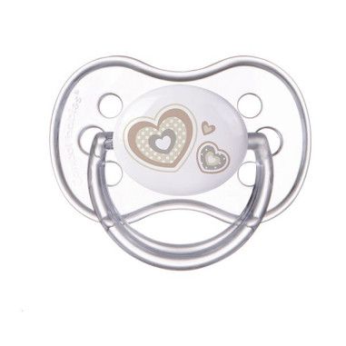 Пустышка силиконовая симетричная 18+ м-цев Newborn baby - бежевые сердца