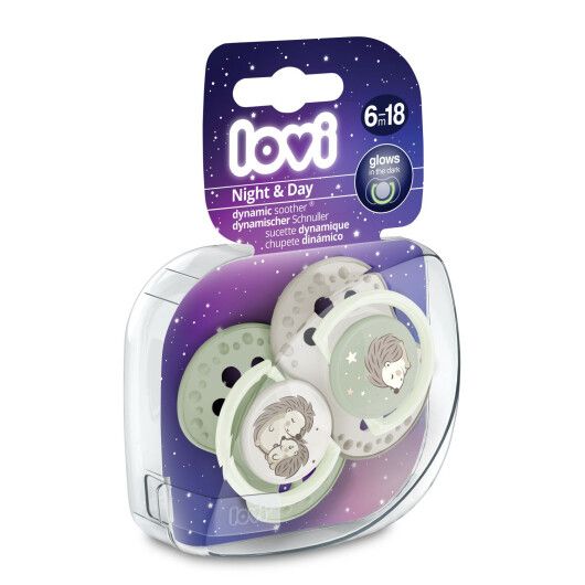 Пустушка силіконова динамічна LOVI 6-18 м-ців 2 шт. Night&Day Girl Hedgehog - 2