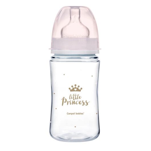 Canpol babies Пляшка антиколікова з широким отвором 240 мл PP Easystart Royal baby рожева