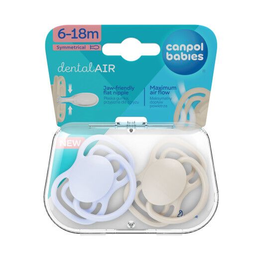 Пустушка силіконова симетрична Canpol babies 6-18 міс DENTAL AIR 2 шт. - блакитна - 2