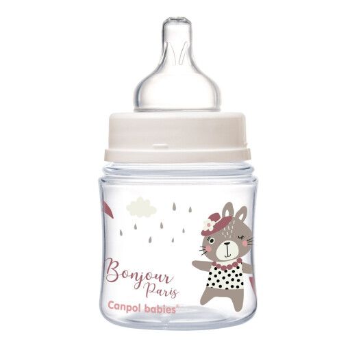 Canpol babies Пляшка антиколікова з широким отвором 120 мл PP Easystart Bonjour Paris рожева - 5