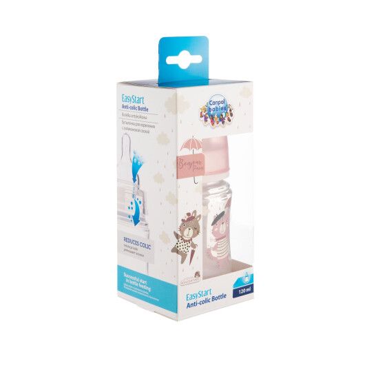 Canpol babies Пляшка антиколікова з широким отвором 120 мл PP Easystart Bonjour Paris рожева - 6