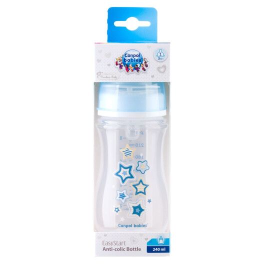 Пляшка з широким отвором антиколікова Easystart - Newborn baby 240 мл сині зірки - 9