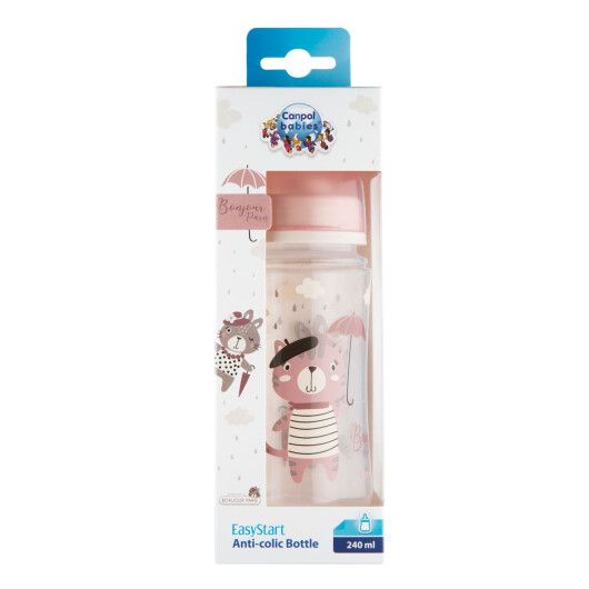 Canpol babies Пляшка антиколікова з широким отвором 240 мл PP Easystart Bonjour Paris рожева - 5