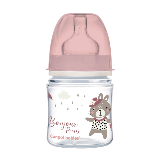 Canpol babies Пляшка антиколікова з широким отвором 120 мл PP Easystart Bonjour Paris рожева - 2