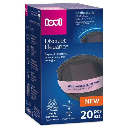 Лактаційні прокладки антибактеріальні Lovi Discreet Elegance 20 шт. чорні - 5